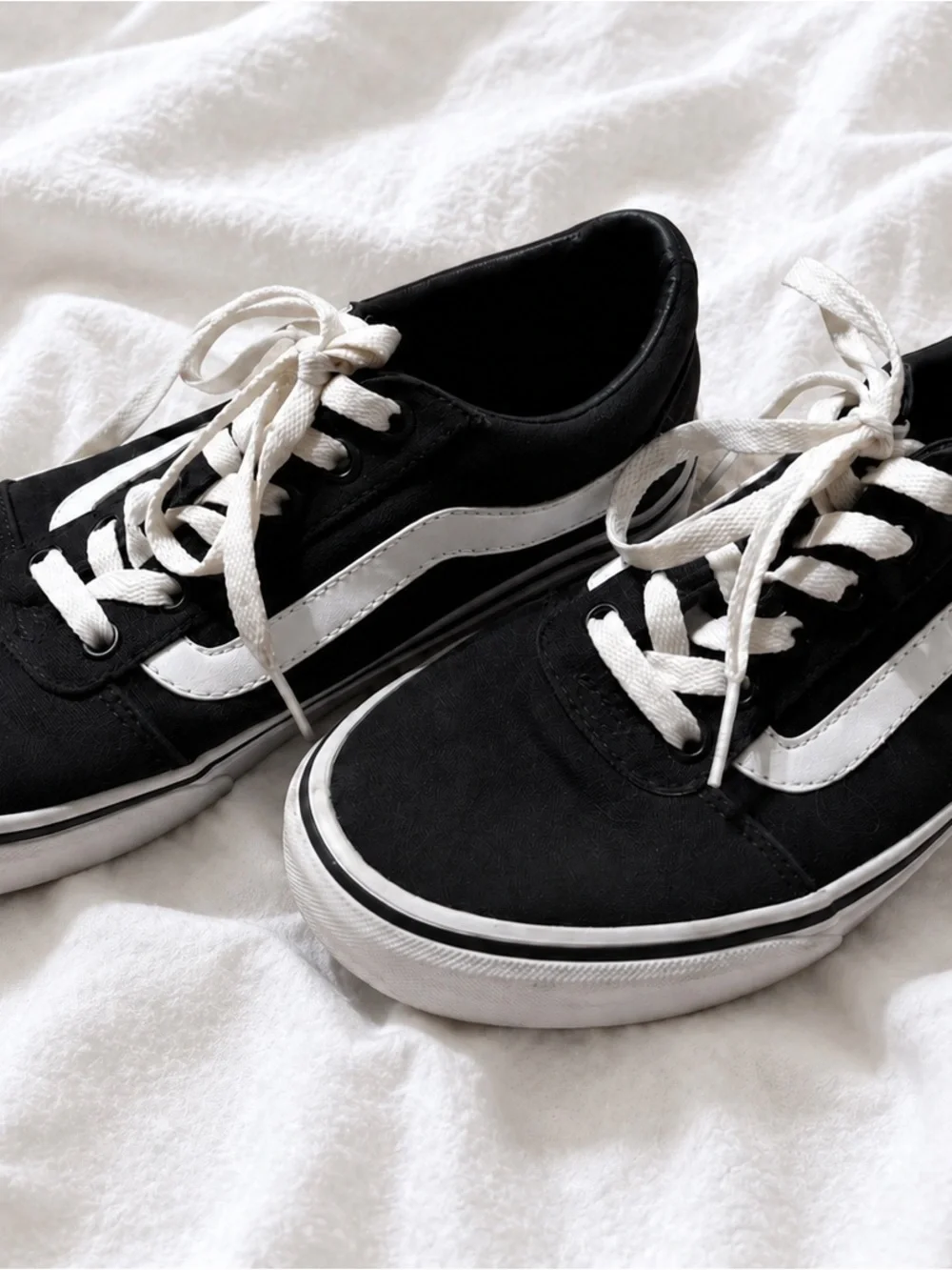 Vans Black and White Canvas Low-Top Sneakers